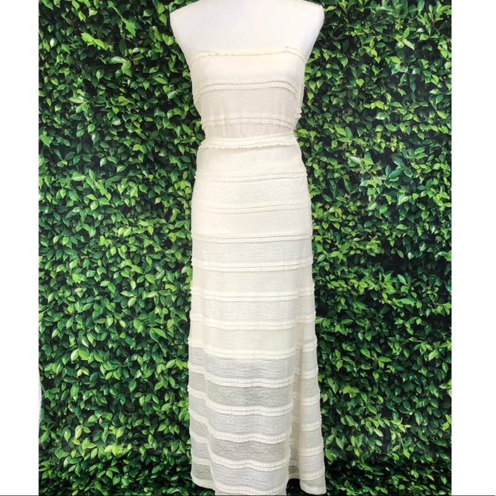 Monteau Lace Strapless Maxi Dress